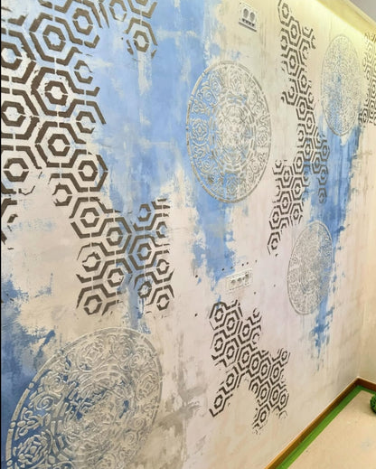 DFA stencils for wall decoration (Round 116 + Geometry 25) for plaster and paint 0.3-1 mm (N00047)
