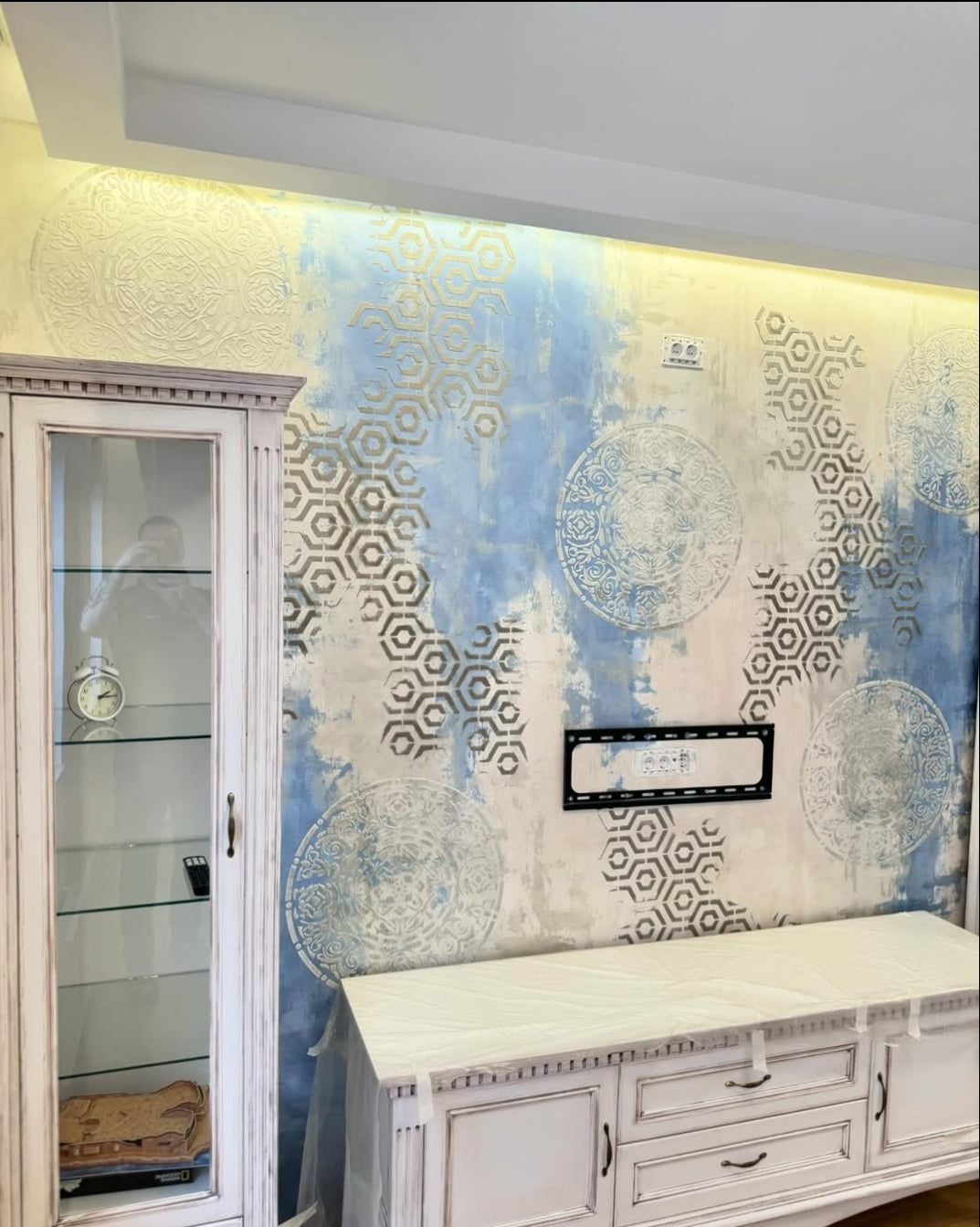 DFA stencils for wall decoration (Round 116 + Geometry 25) for plaster and paint 0.3-1 mm (N00047)