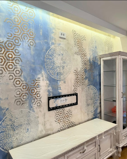 DFA stencils for wall decoration (Round 116 + Geometry 25) for plaster and paint 0.3-1 mm (N00047)