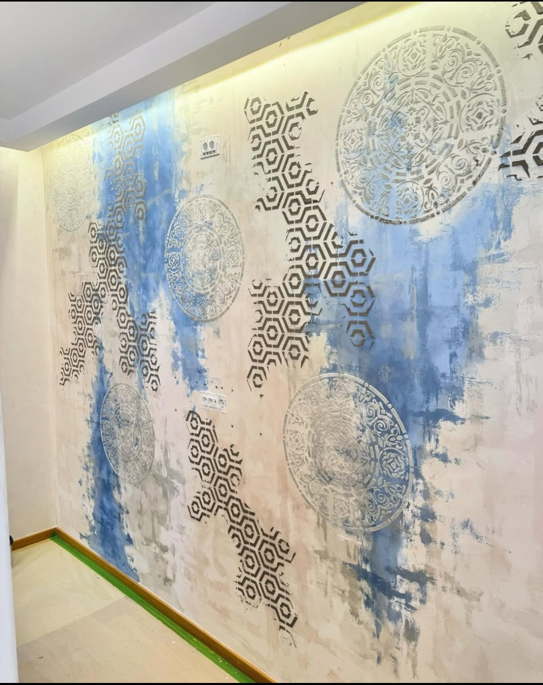 DFA stencils for wall decoration (Round 116 + Geometry 25) for plaster and paint 0.3-1 mm (N00047)