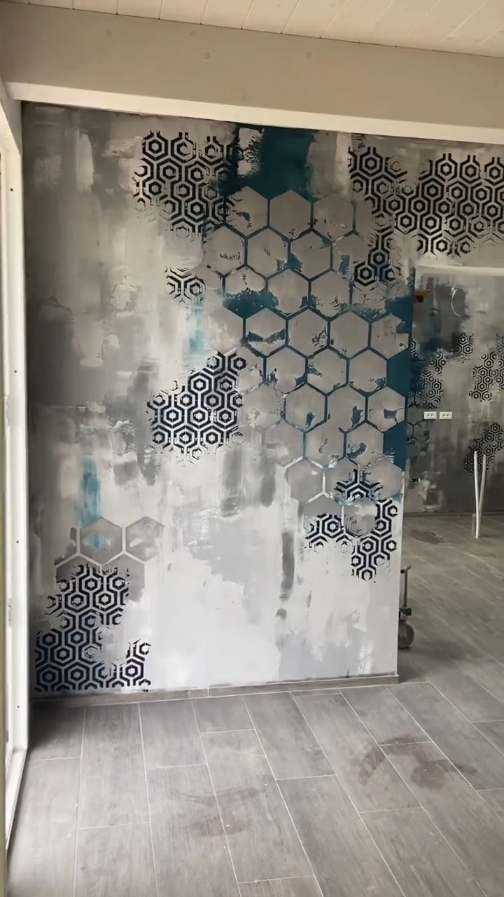 Stencils DFA set for wall decoration (Geometry 25 + Geometry 32) for plaster and paint 0.3-1 mm (N00062)