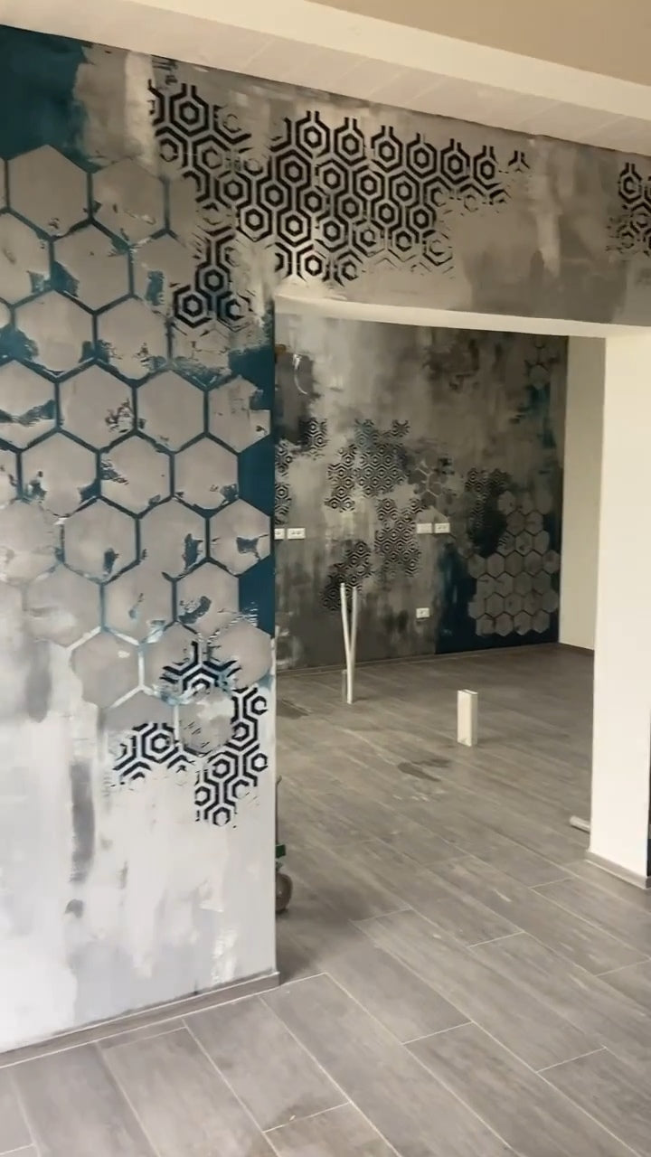 Stencils DFA set for wall decoration (Geometry 25 + Geometry 32) for plaster and paint 0.3-1 mm (N00062)